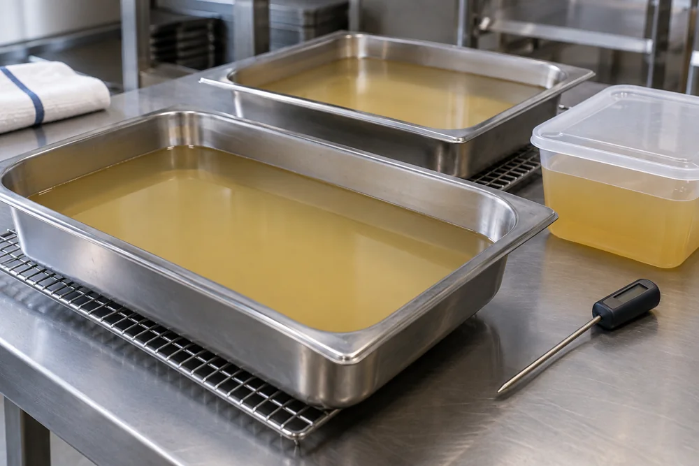 Aquafaba shallow container cooling